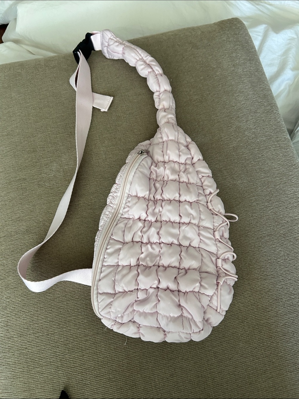 Puffy Quilted Light Pink Crossbody Sling Bag